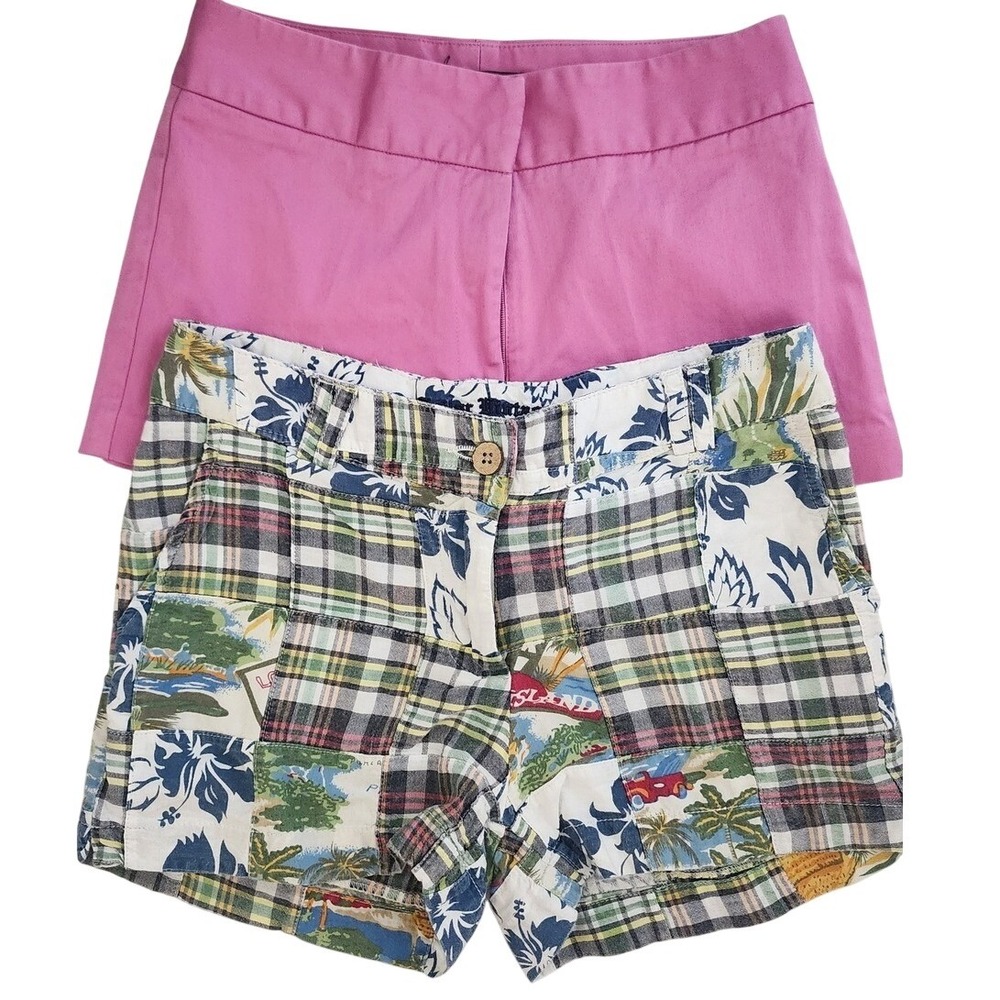 Bundle The Limited Pink Stretch Shorts & Tailor Vintage Patchwork Plaid Size 2